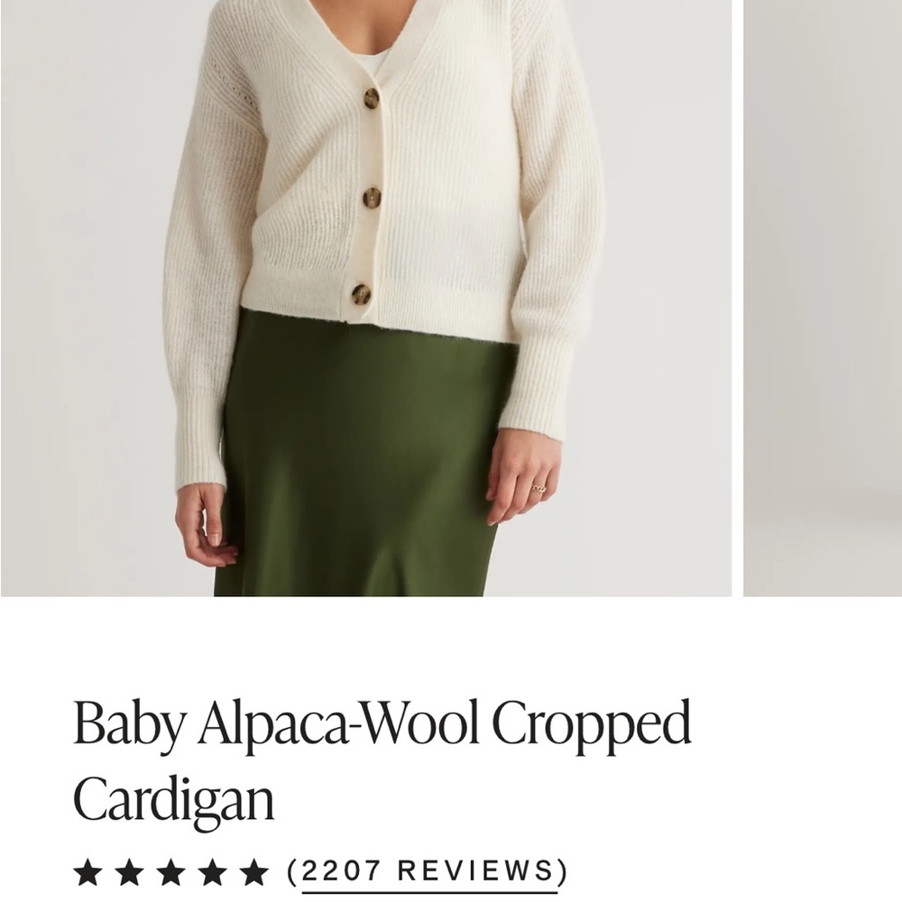 QUINCE Baby Alpaca-Wool Cropped Cardigan Size Small in color Cream 🤍